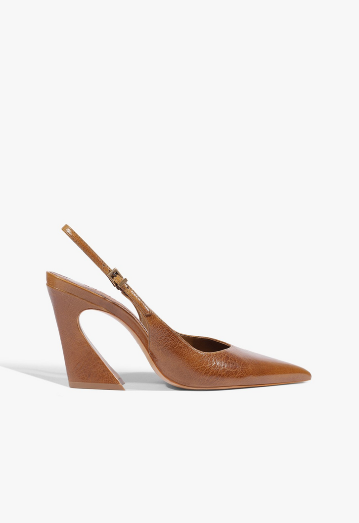Scarpin Schutz Lexi Salto Médio Couro Marrom Claro