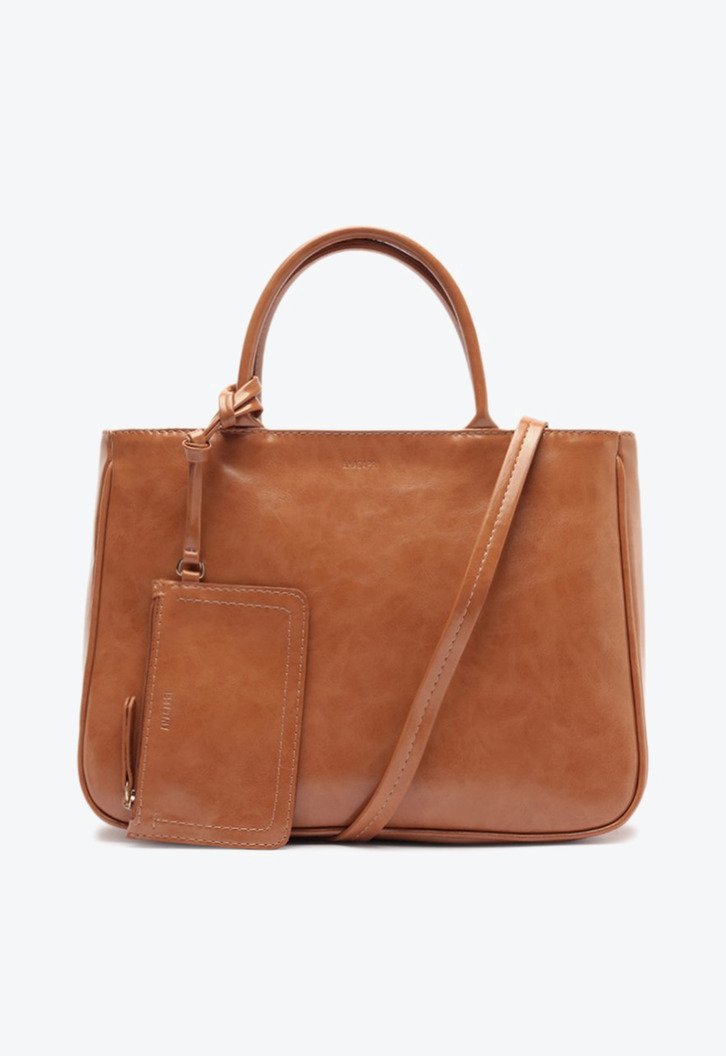 Bolsa Tote Média Bag Charm Marrom Caramelo