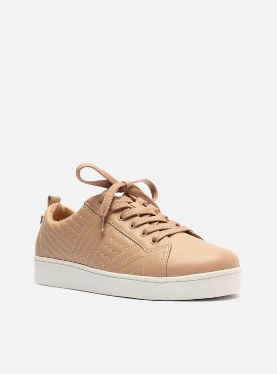 TÊNIS BEGE AREZZO BURNISH PESPONTO CADARÇO LIGHT CREAM