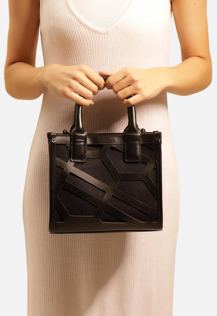 Bolsa Tote Preta Arezzo Liz Média Monograma
