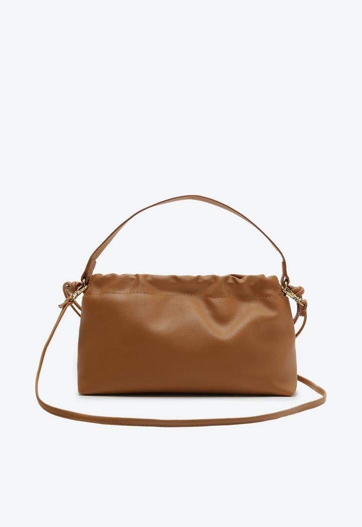 Bolsa Tiracolo Marrom Franzida Média
