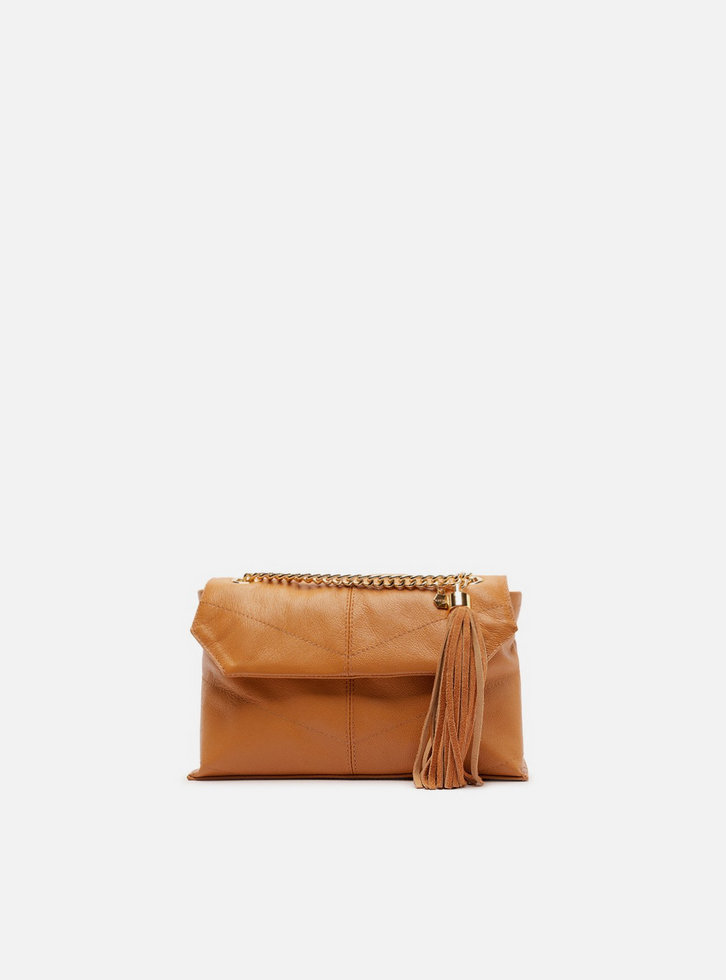 Bolsa Tiracolo Marrom Couro Média Franja | ZZ MALL