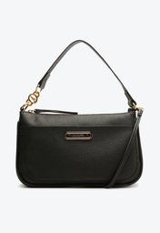 Bolsa Crossbody Preta Anacapri Baguete Média Placa Metálica