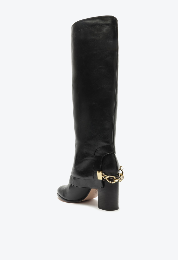 Bota Emmi Couro Cano Alto Preta