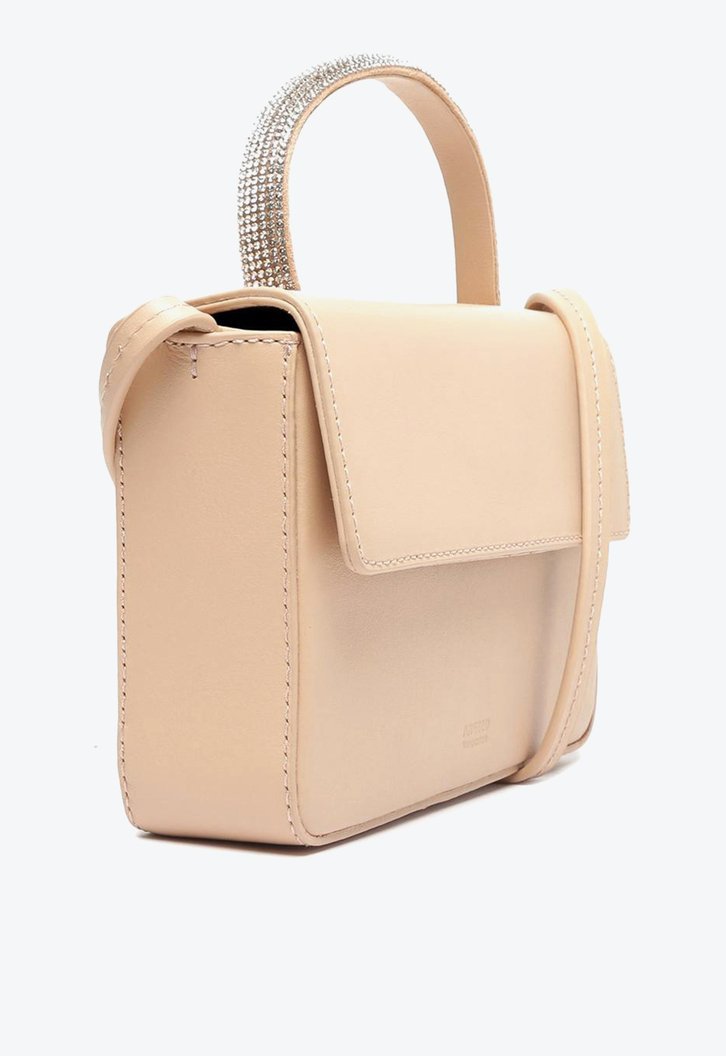 Bolsa Tiracolo Bege Arezzo Couro Pequena Strass