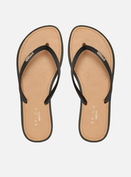 Chinelo De Dedo Marrom Brizza Tiras Pretas Palmilha