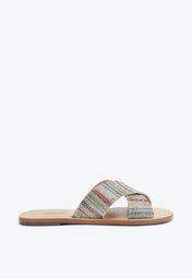 Rasteira Multicolor Anacapri Tiras Cruzadas Glam Listras