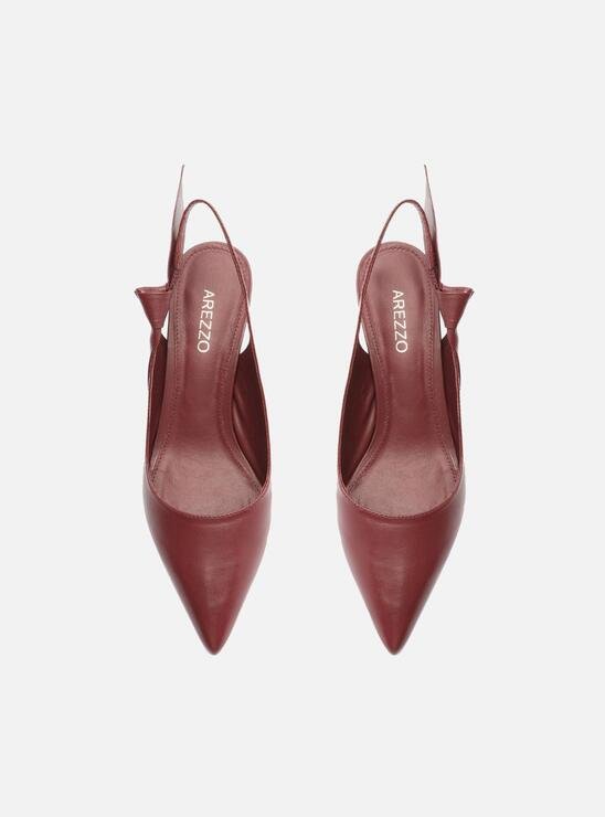 SCARPIN VINHO AREZZO COURO SALTO FINO SLINGBACK NÓ
