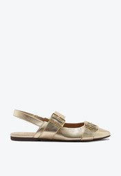Sapatilha Dourada Anacapri Slingback Tiras Fivela