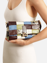 Bolsa Tiracolo Multicolorida Couro Média Fecho Metálico | ZZ MALL
