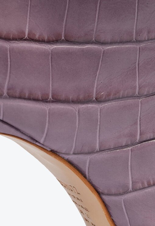 BOTA ROXA SCHUTZ CANO LONGO SALTO MARYANA COURO CROCO