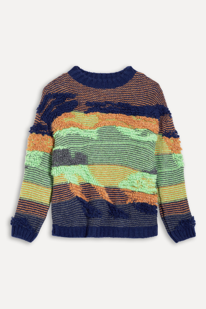 CASACO AZUL REVERSA TRICOT PUFF COLOR