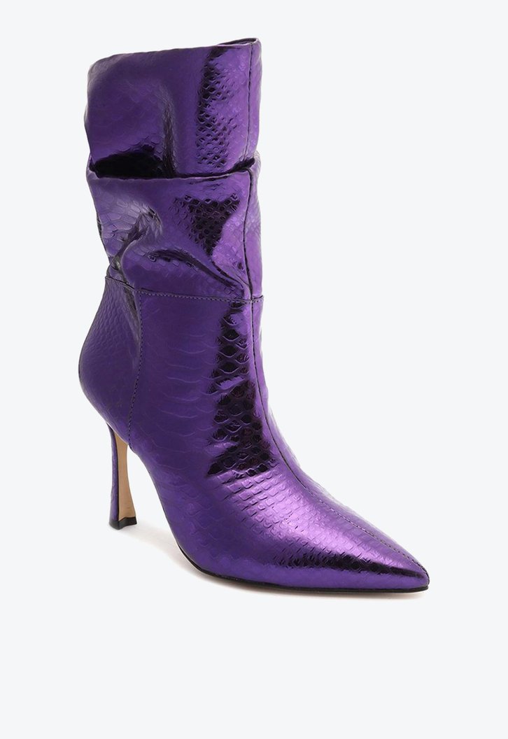 Bota Roxa Arezzo Snake Salto Alto Fino Slouchy