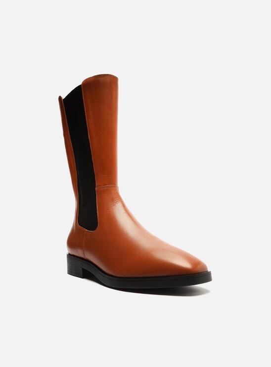 BOTA MARROM AREZZO COURO CANO MÉDIO ELÁSTICO MONTARIA