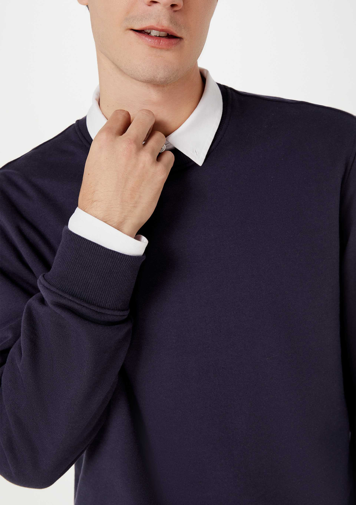 Blusão Azul Escuro Hering Básico Masculino Comfort Em Moletom Peluciado