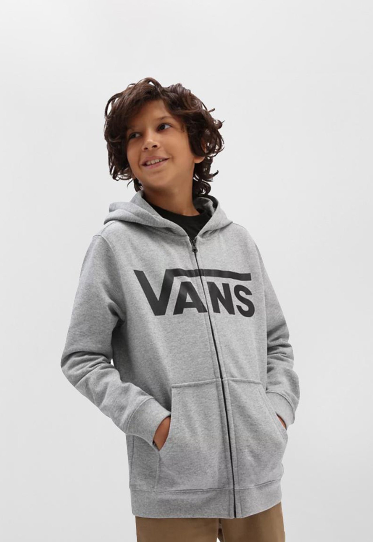 Moletom Vans Infantil Classic Zip Hoodie Ii Cement Heather Black