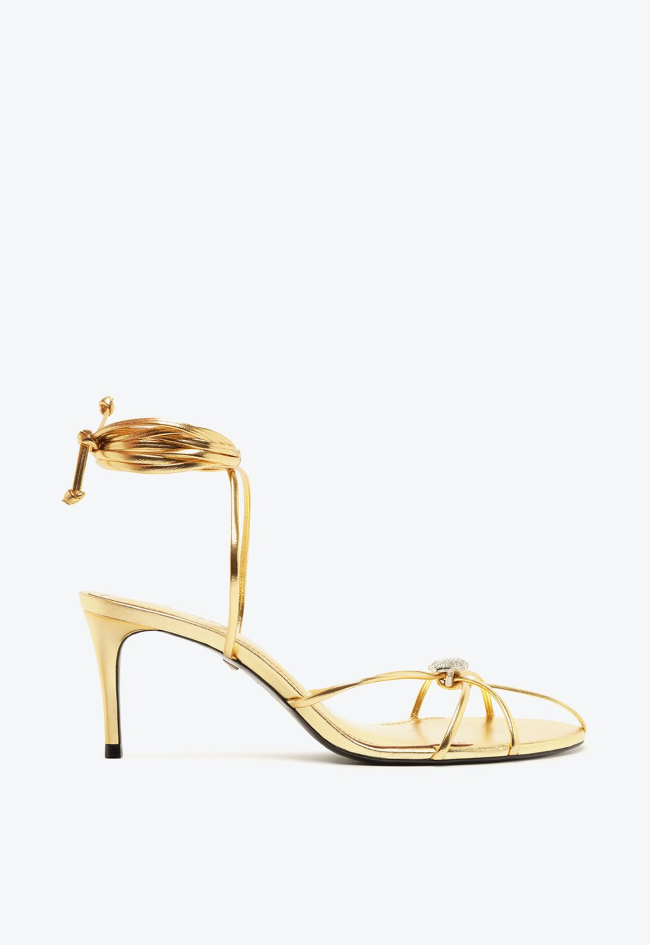 Sandália Dourada Schutz Salto Alto Cristais Amarração | ZZ MALL