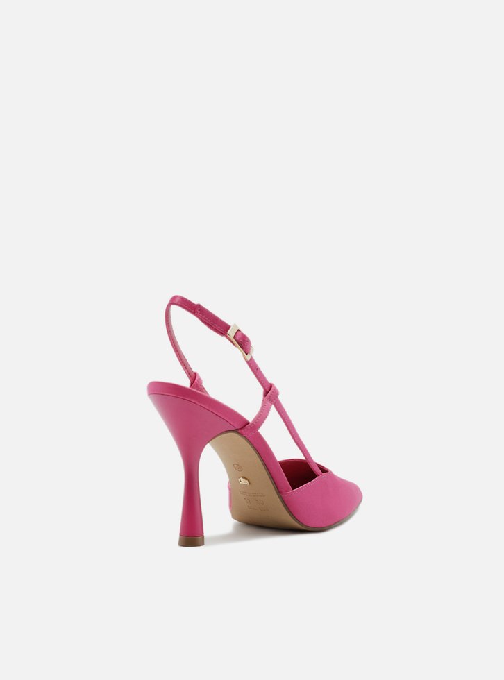 Scarpin Rosa Cetim Salto Alto Geométrico