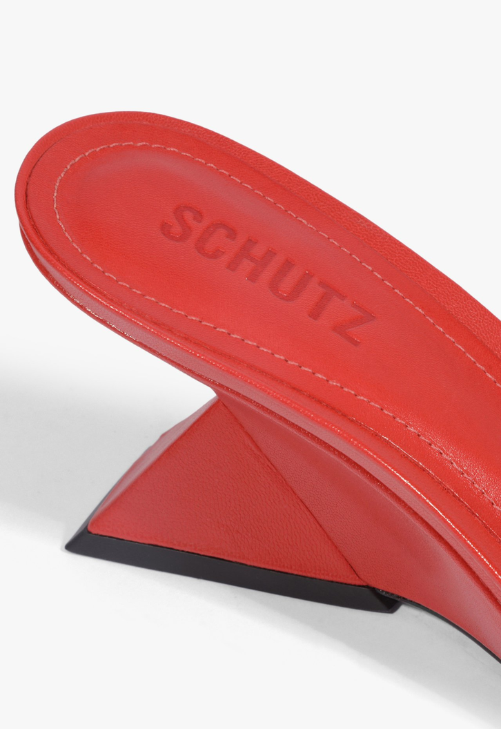 Tamanco Abbie Sculpt Couro Vermelho
