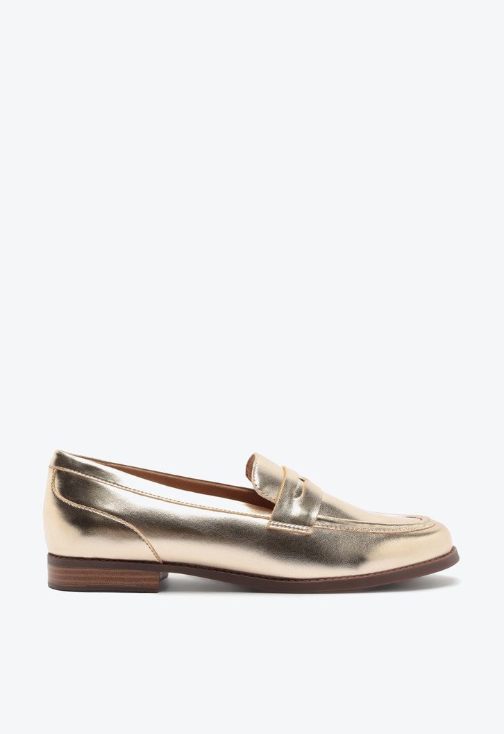 Mocassim Bridão Minimalista Dourado