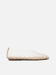 Sapatilha Branco Arezzo Bico Redondo Mesh