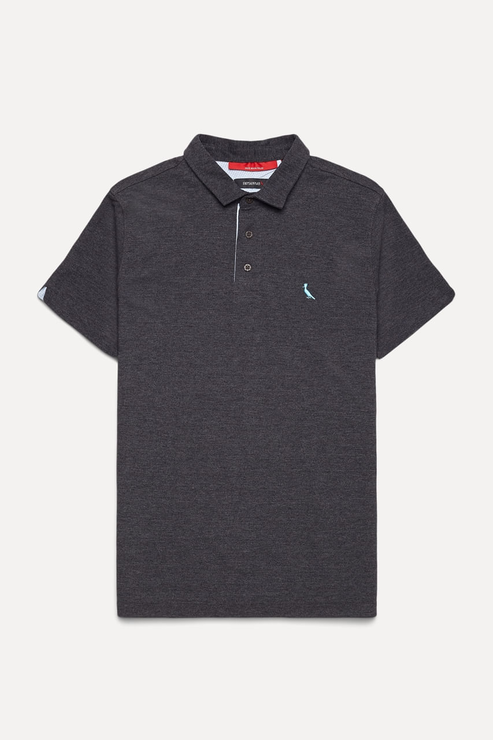 CAMISA POLO CINZA RESERVA PIQUET PALA INTERNA LISTRADA