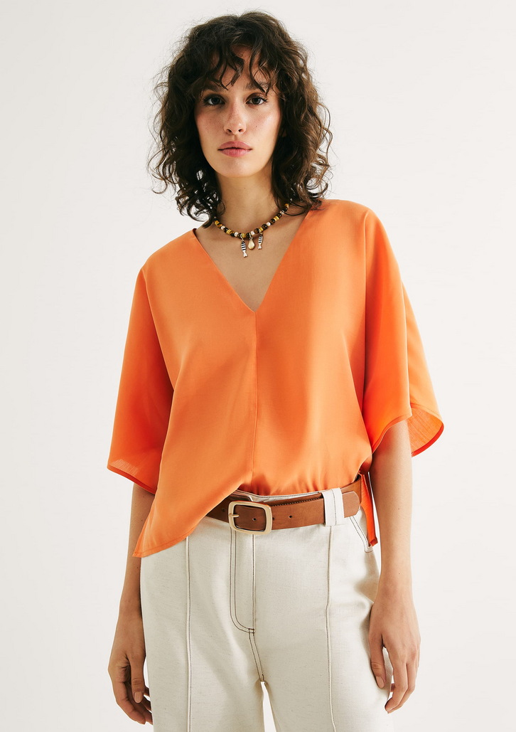 Blusa Laranja Hering Feminina Box Em Peach Touch | ZZ MALL