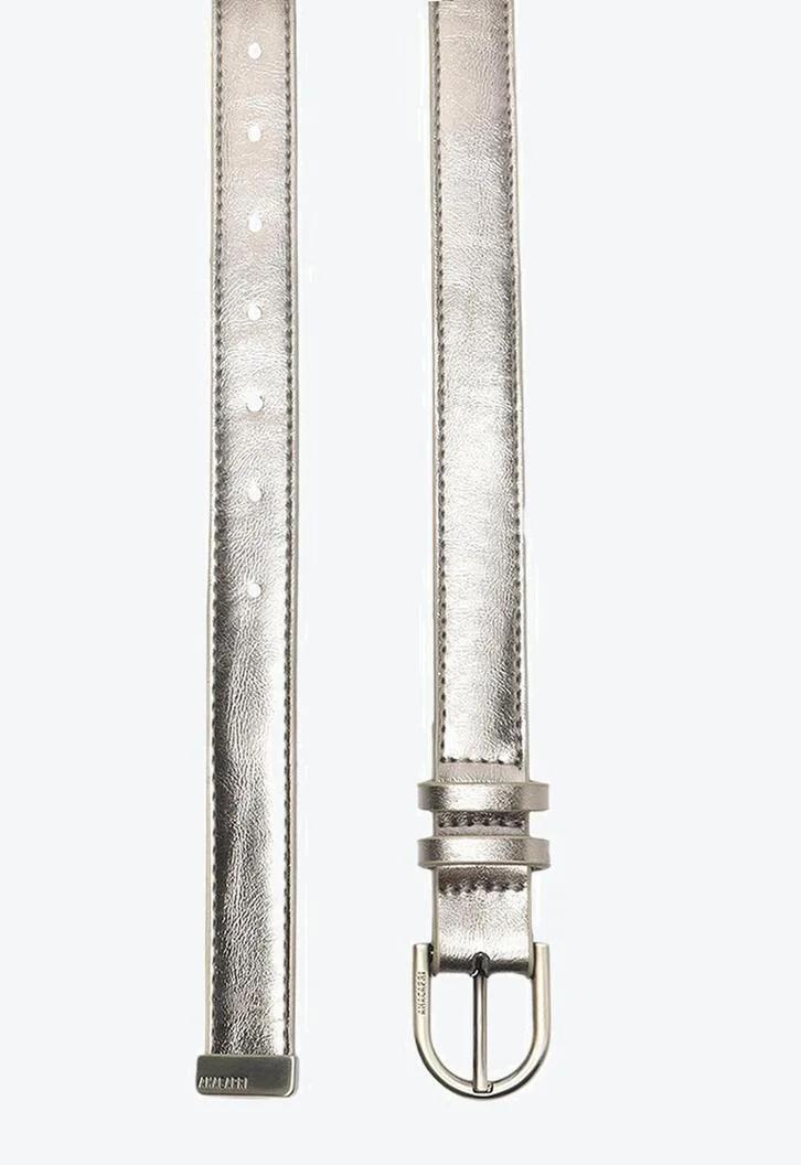 Cinto Fino Fivela Metálica Valentina Prateada