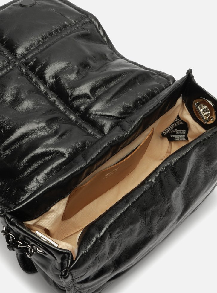 Bolsa Tiracolo Preta Arezzo Couro Puffy Média
