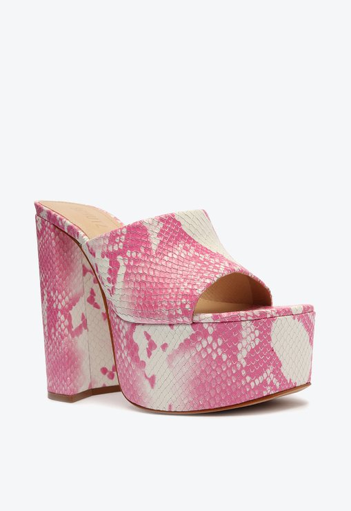 SANDÁLIA MULE ROSA SCHUTZ SALTO ALTO COURO