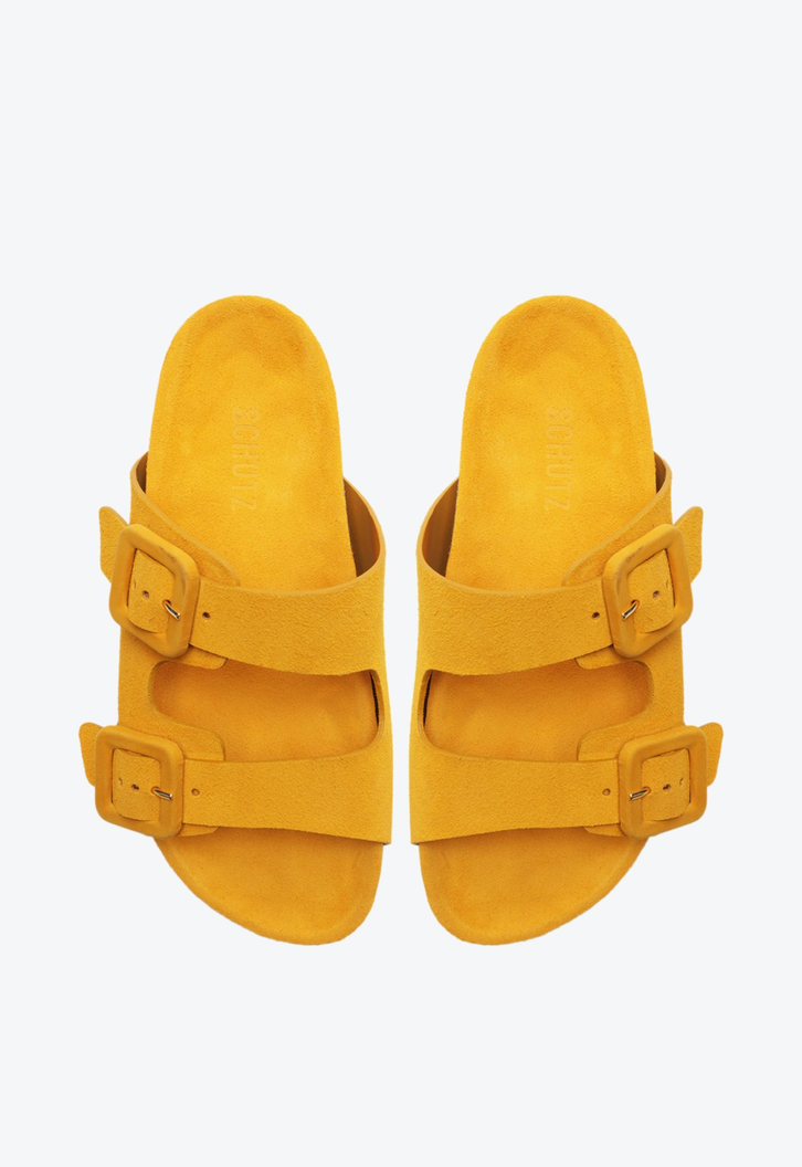 Sandália Papete Enola Suede Amarela