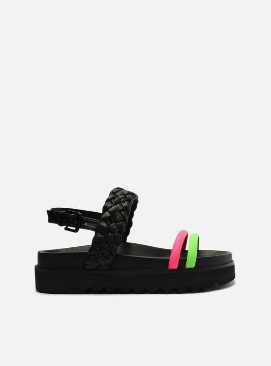 PAPETE PRETA AREZZO FLATFORM TIRAS COLORIDAS