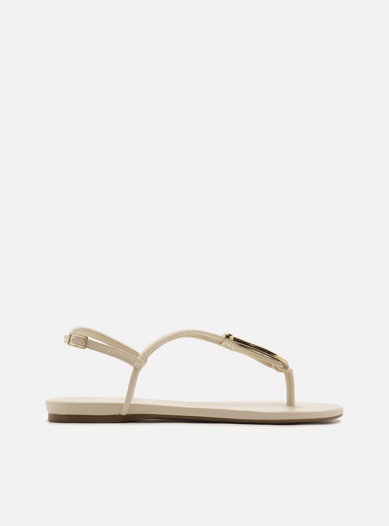 ※※na※※Aurelie. Sandália Rasteira Off White Slim Metal Dourado | ZZ MALL