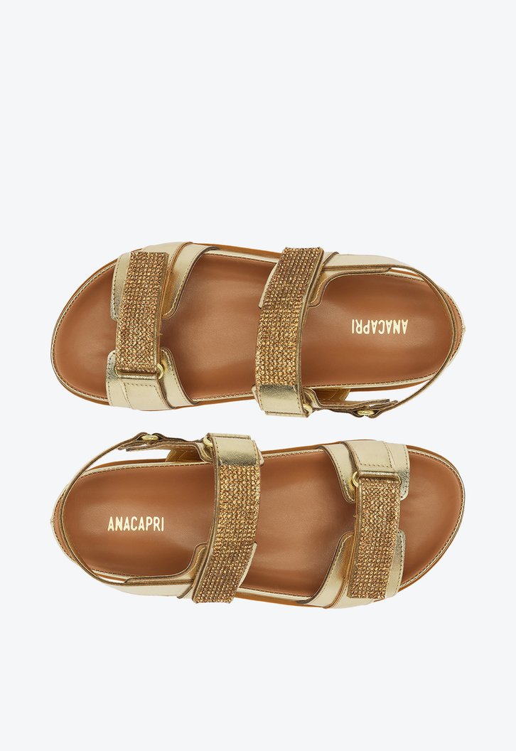 Sandália Papete Dourada Anacapri Velcro Glam
