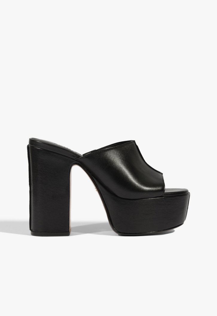 Tamanco Plataforma Couro Preto