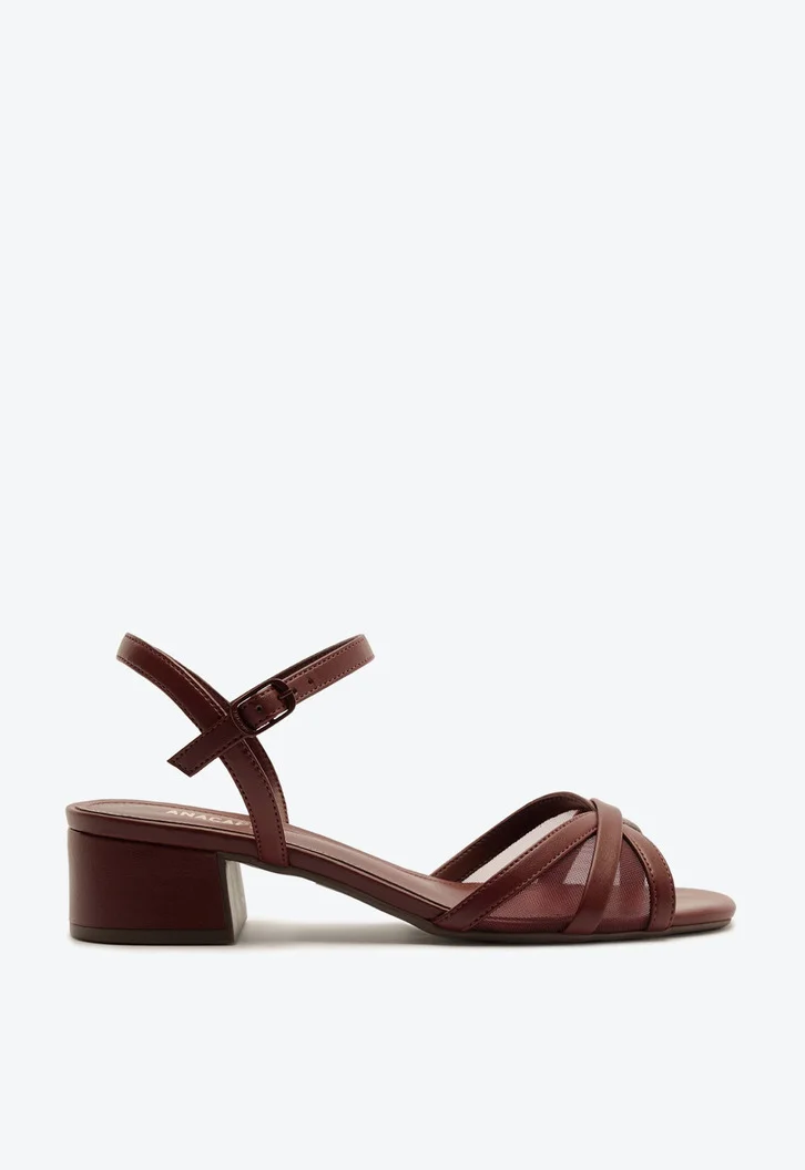 Sandália Salto Bloco Transparência Vermelha