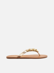 Rasteira Dourada Arezzo Flip Flop Pedrarias
