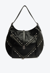 Bolsa Preta Schutz Grande Violet Studs Couro