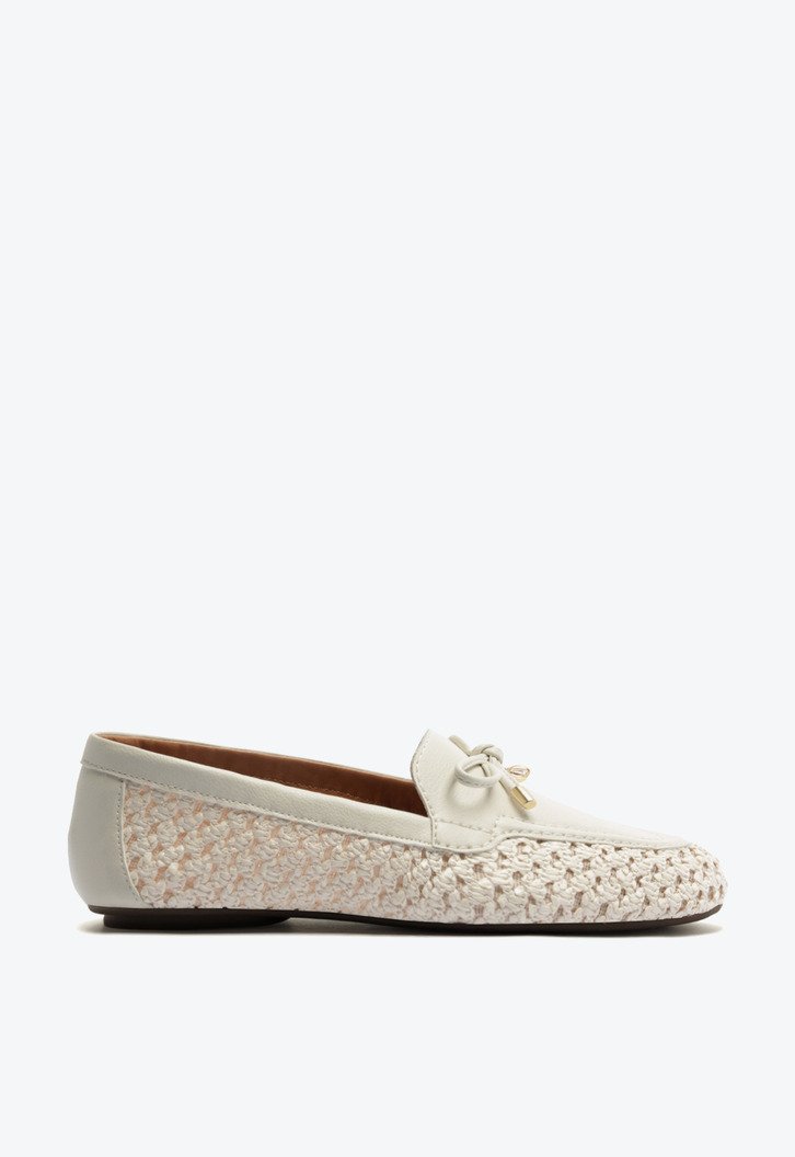 Mocassim Laço Tela Branco