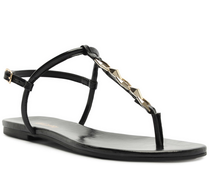 Sandália Rasteira Slim Metal Preta