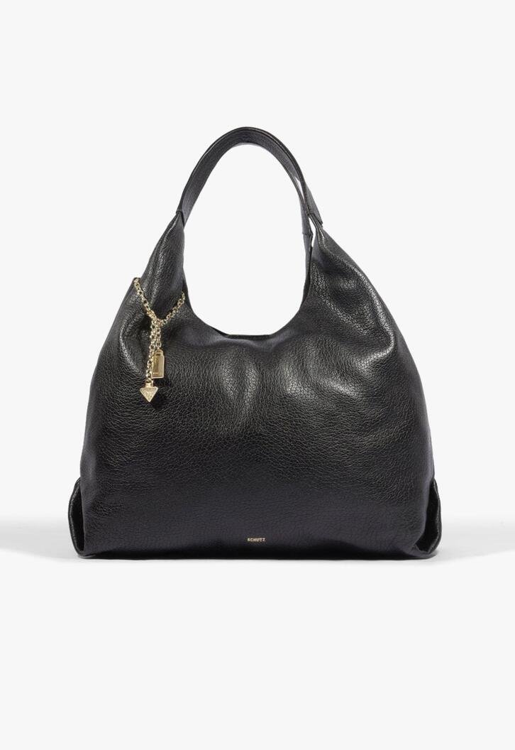 Bolsa Hobo Agnes Couro Preta