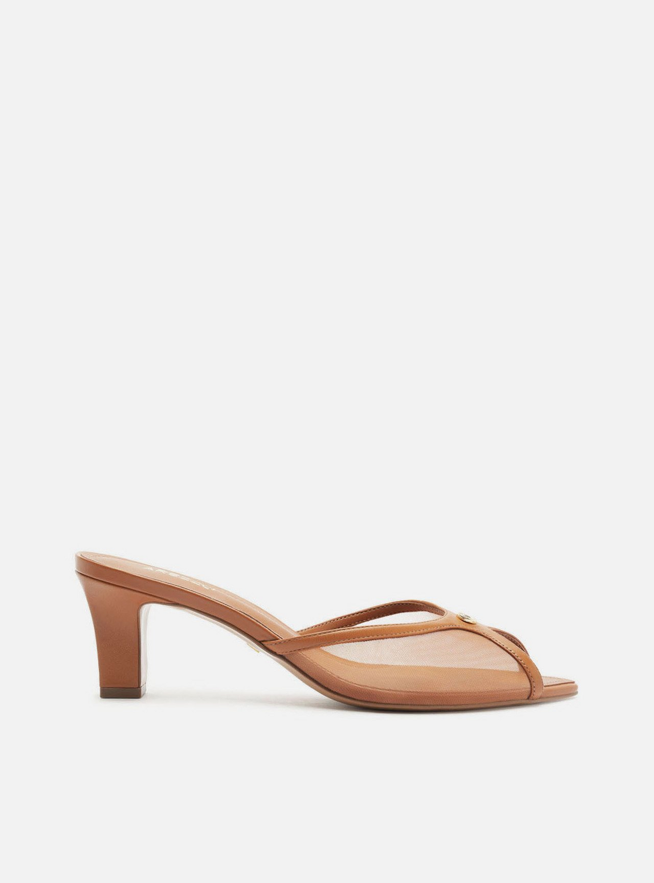 マ 22 ① Mule Nude Salto Bloco Baixo Peep Toe | ZZ MALL