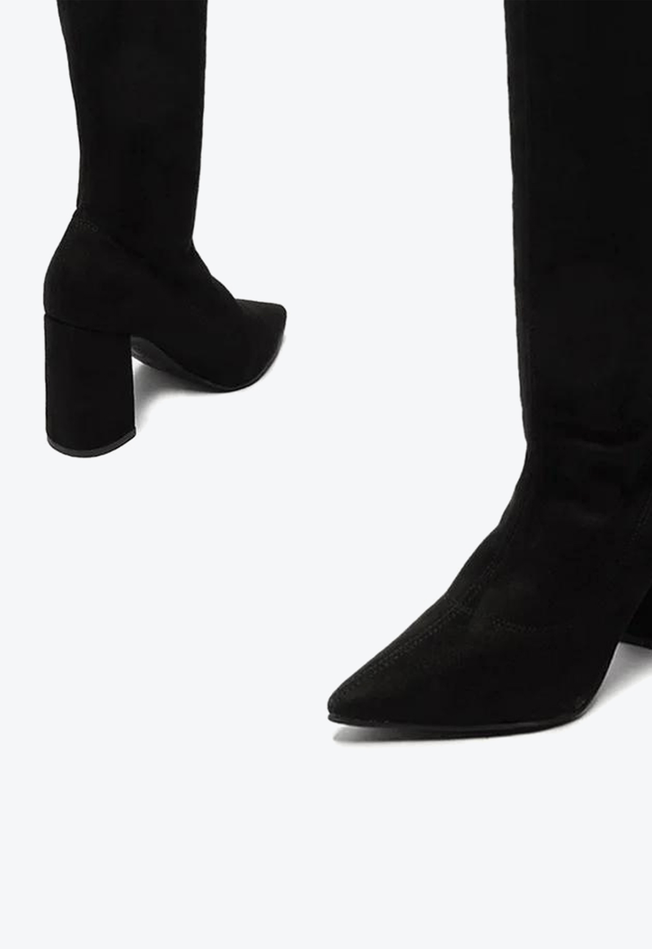Bota Preta Arezzo Over The Knee Suede Bloco