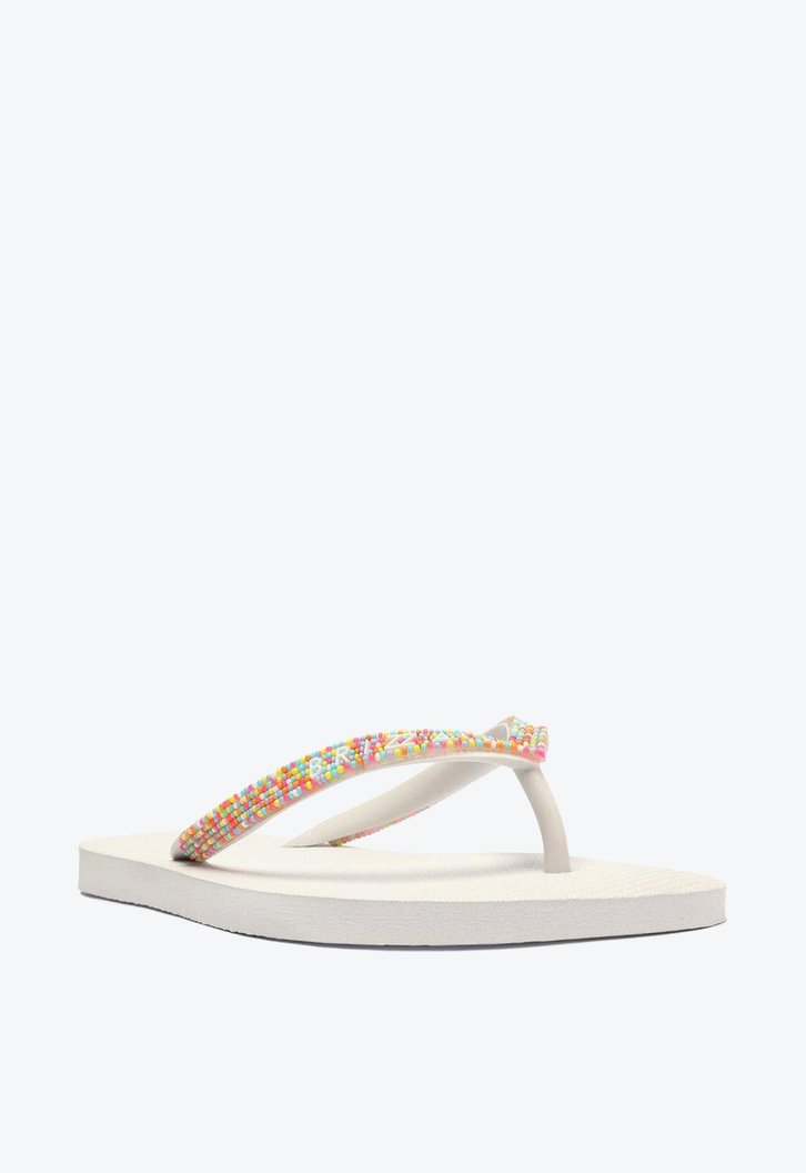 Chinelo De Dedo Branco Brizza Tiras Coloridas
