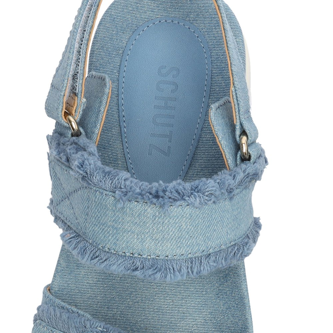 Sandália Papete Tratorada Jeans Azul