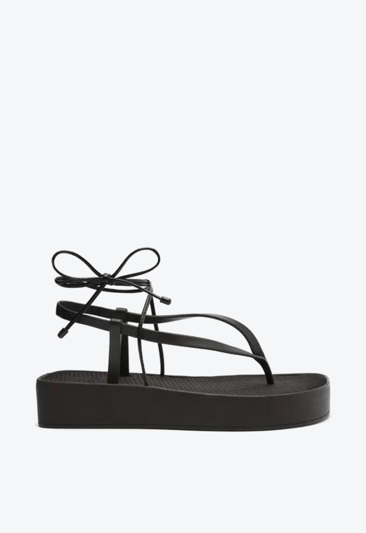 Sandália Flatform Preta Brizza Amarração Bela