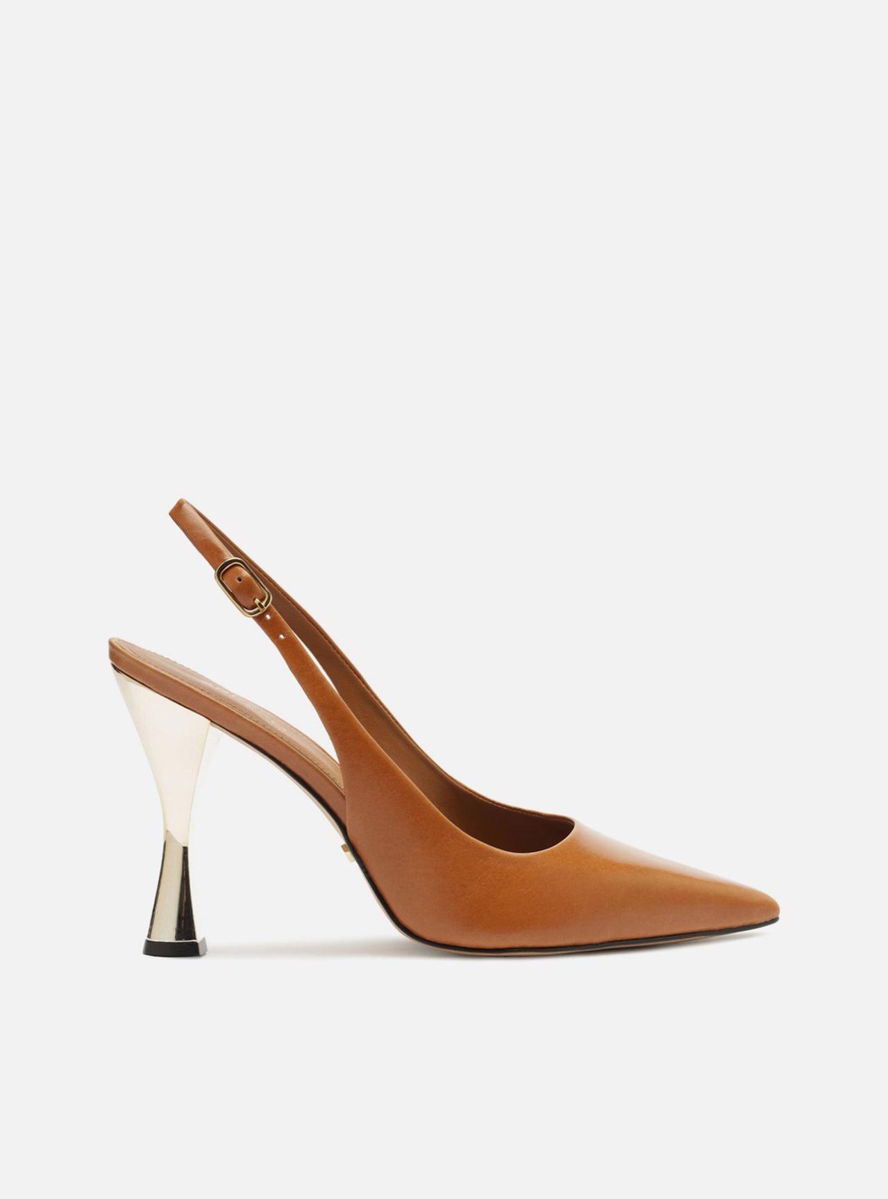 Scarpin Marrom Couro Salto Alto Slingback | ZZ MALL