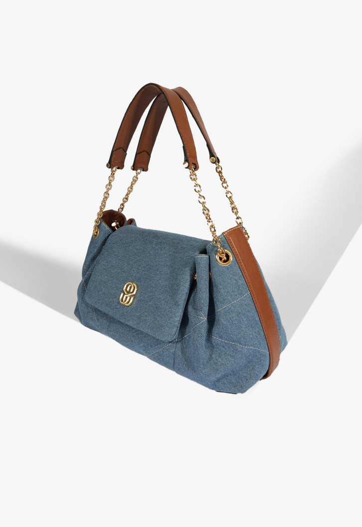 Bolsa Tiracolo Elodie Média Couro Azul | ZZ MALL