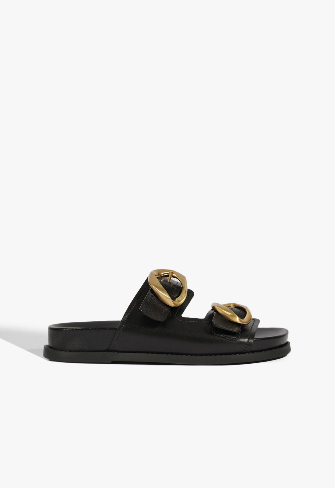 Papete Slide Olga Sporty Couro Preta | ZZ MALL