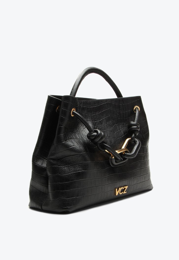 Bolsa Tote Preta Vicenza Mika Média